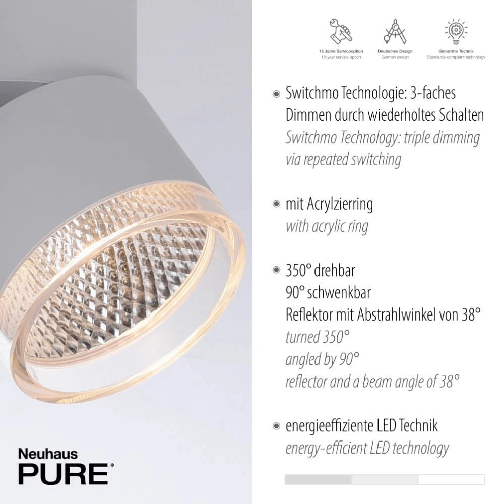 White ceiling lamp Pure Nola 4-light Paul Neuhaus 4012248374559