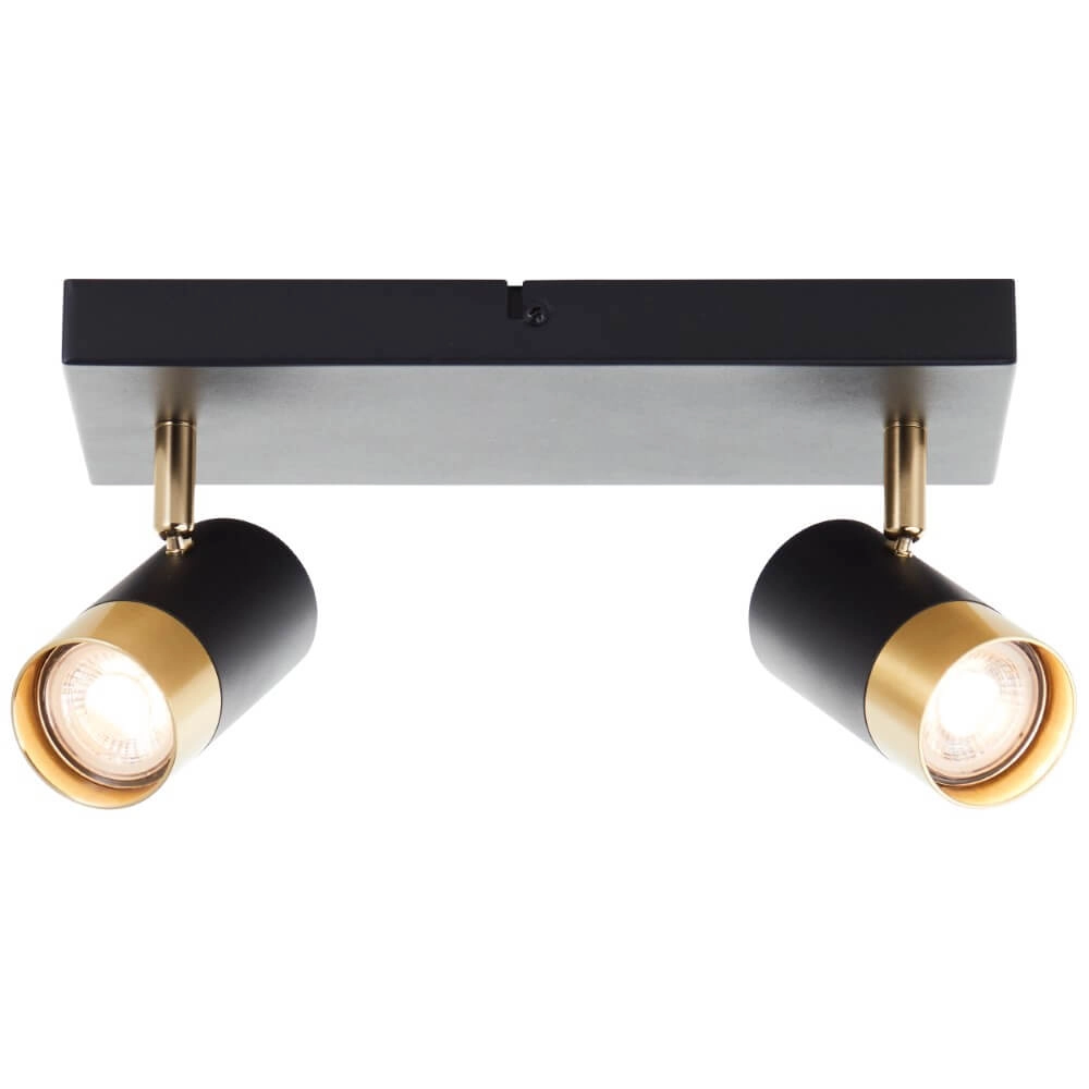 2-light surface-mounted spotlight Vigolo black with gold