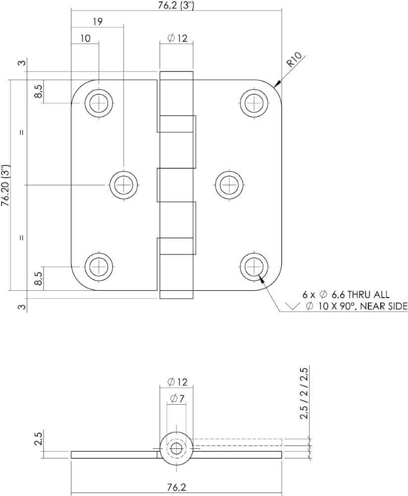 Ball bearing hinge Rotura rounded to 50kg black Intersteel 8714186460740