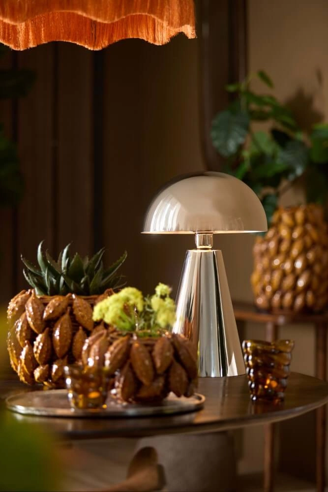 Design table lamp Surrina silver grey Ø 26cm