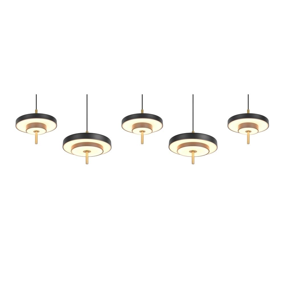 5-light pendant lamp Keaton black with gold Trio 4017807655483