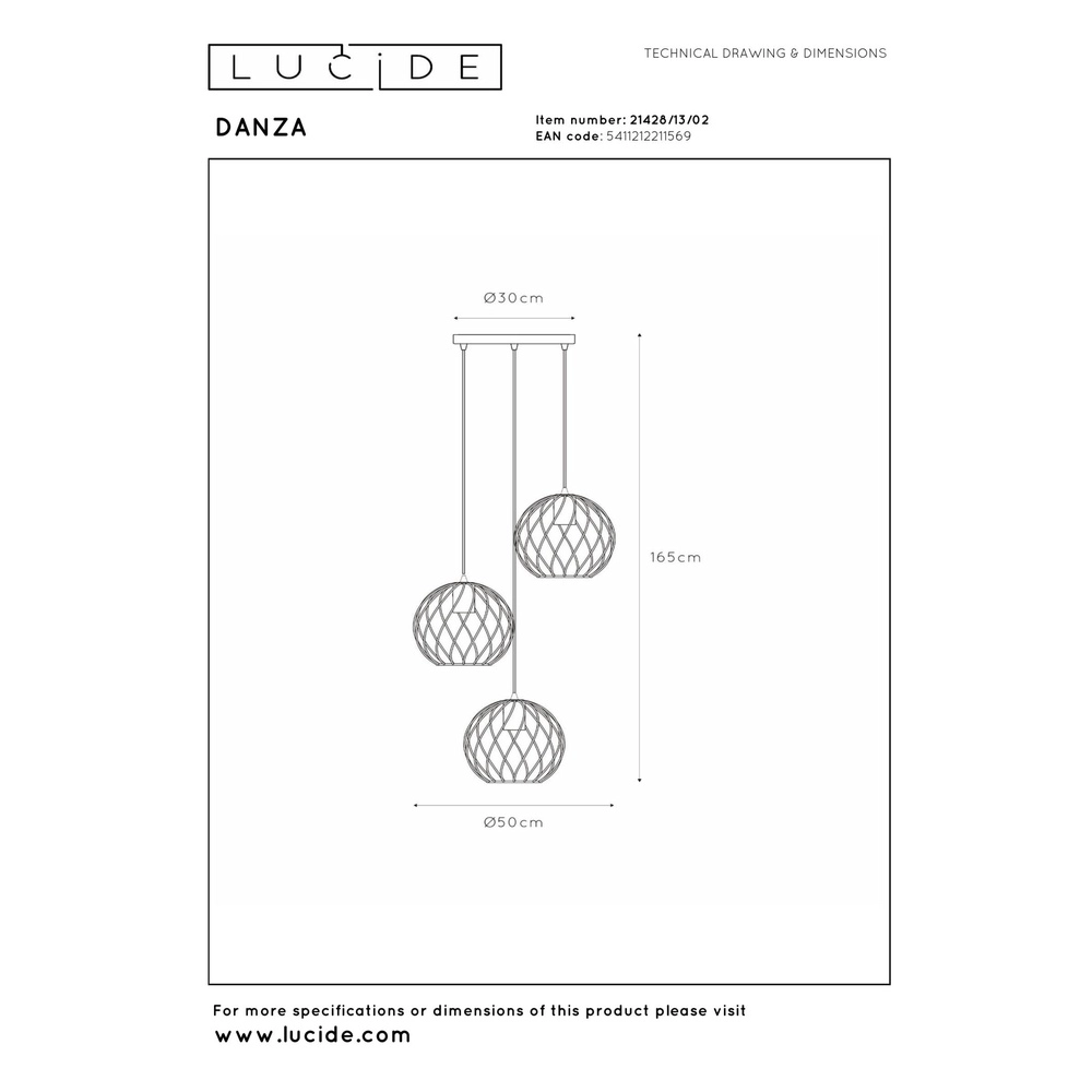 Pendant lamp Danza Ø 50cm gold Lucide 5411212211569