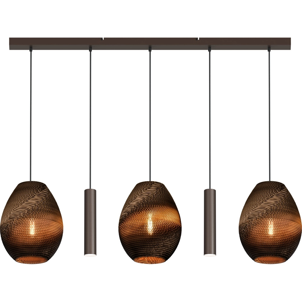 5-light pendant lamp Carta Pineapple Think-paper cap cocoa