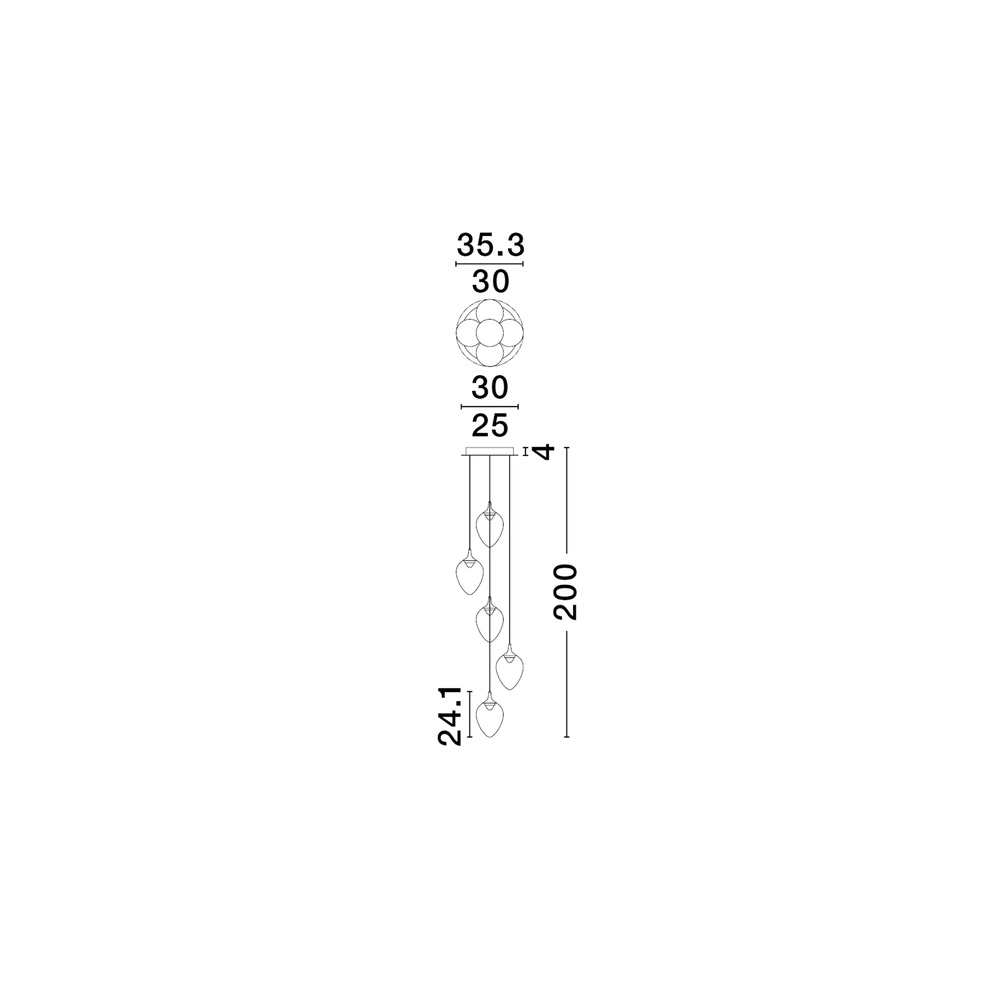 Pendant lamp Nali 5-light amber glass Lyora 5212017477798