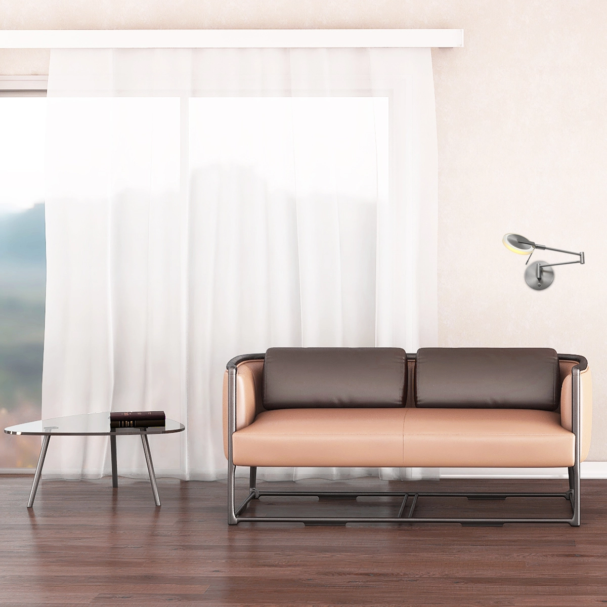 LED wall reading lamp Turound 10w - 2700K - 62cm stainless steel clear glass Steinhauer 8712746133370