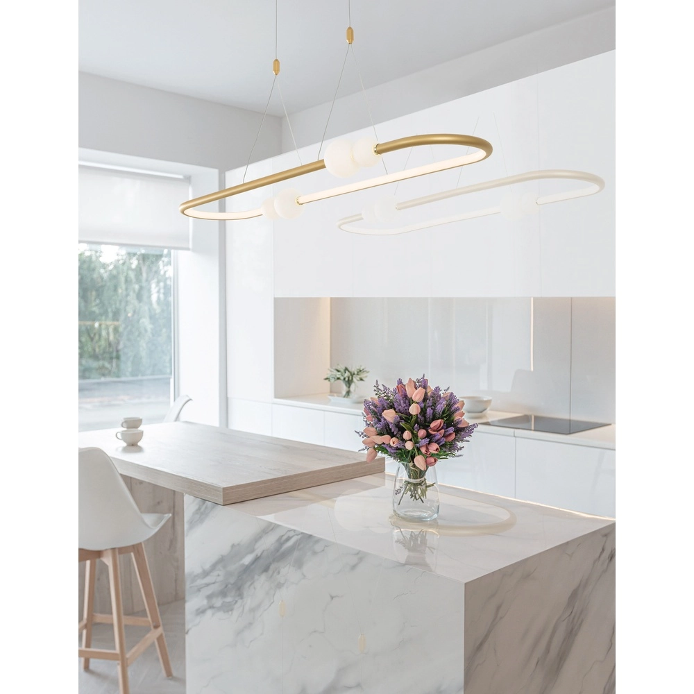 Pendant lamp Celia Gold with white oval Lyora 5212017429346