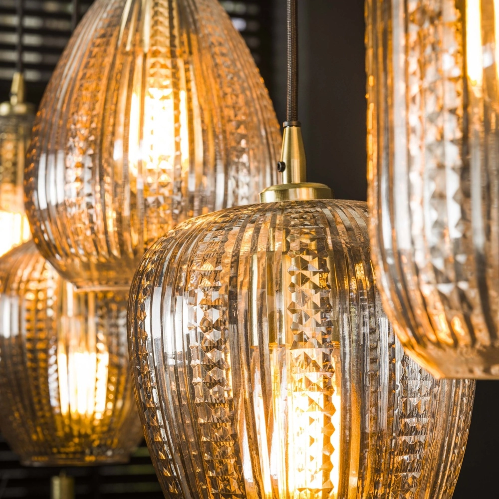 5-light glass pendant light Diamond with clear glass Lyora 8716803511187