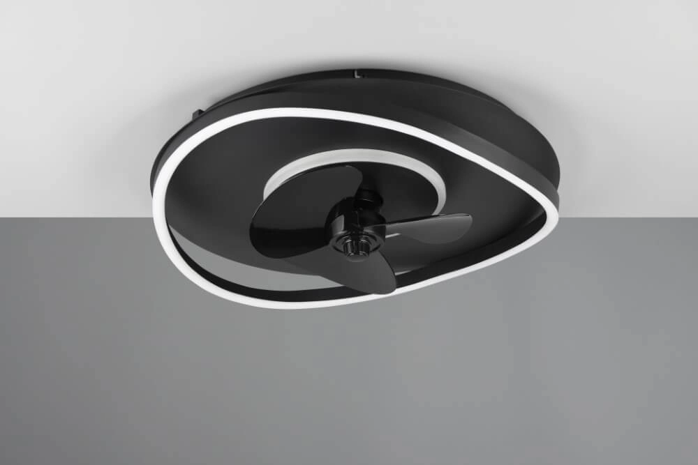 Black LED ceiling fan Sortland Trio 4017807606027