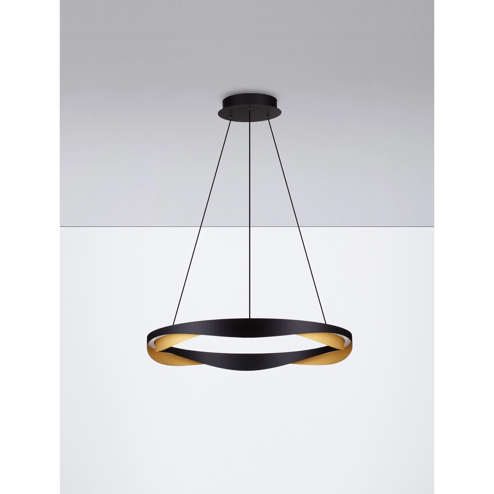 Pendant lamp Radon Ø 65cm black with gold Lyora 5212017452504