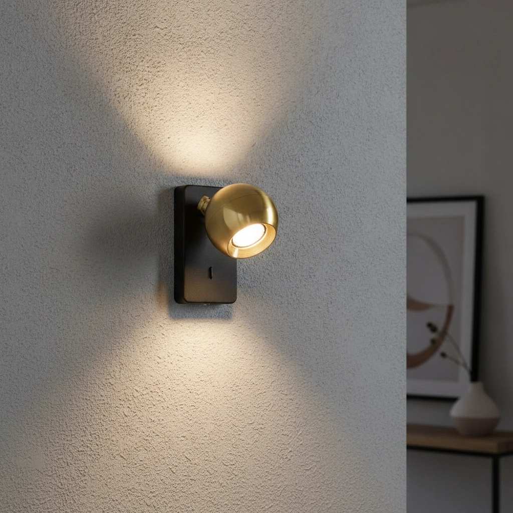 Wall lamp Bolero sphere black with gold