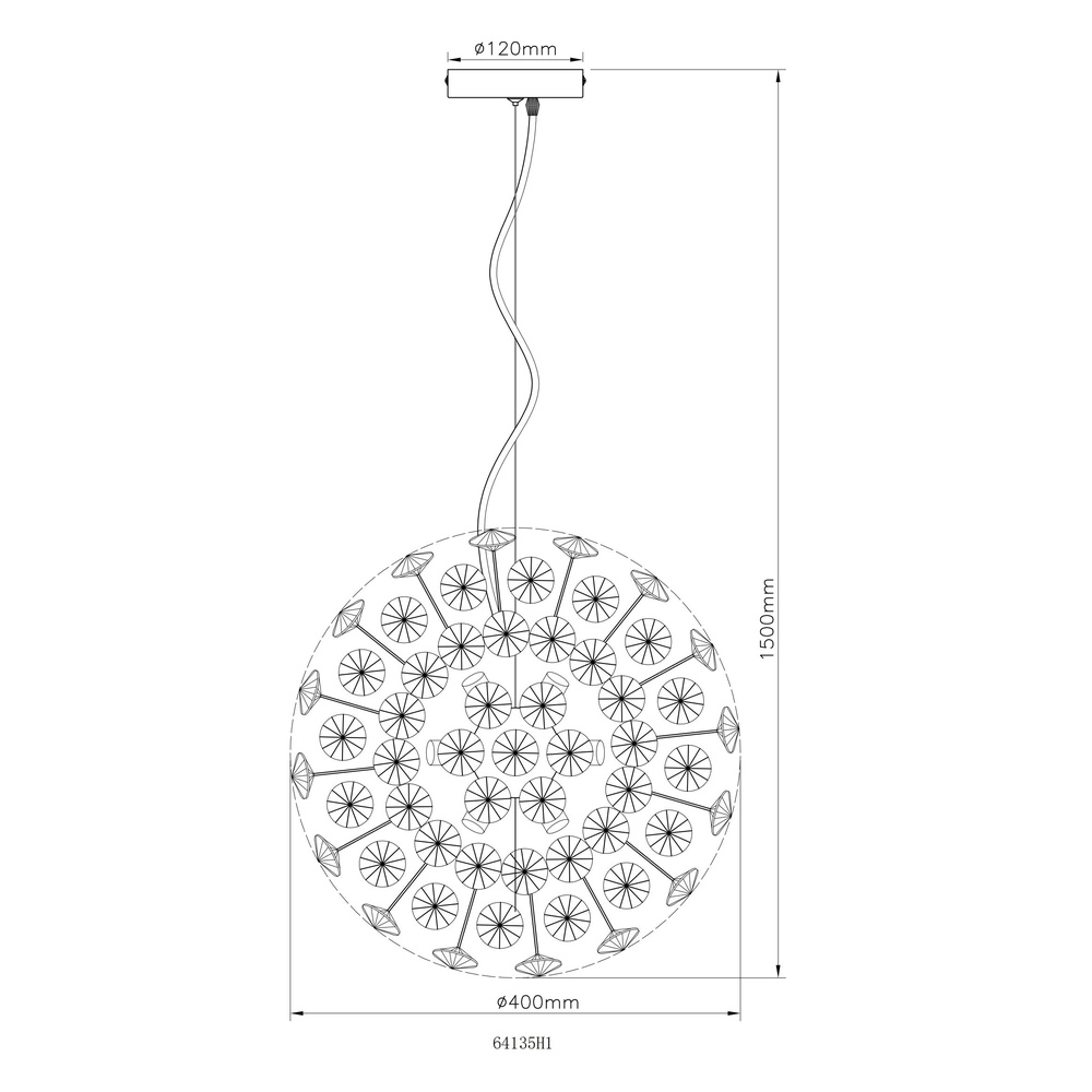 Pendant lamp Katrina gold Ø 40cm Globo 9007371478309