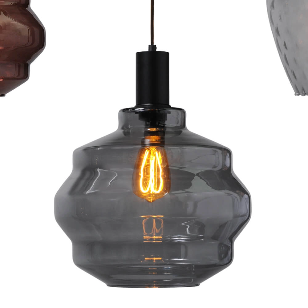 5-light hanging lamp - black - Porto with different glasses Masterlight 8718121270395