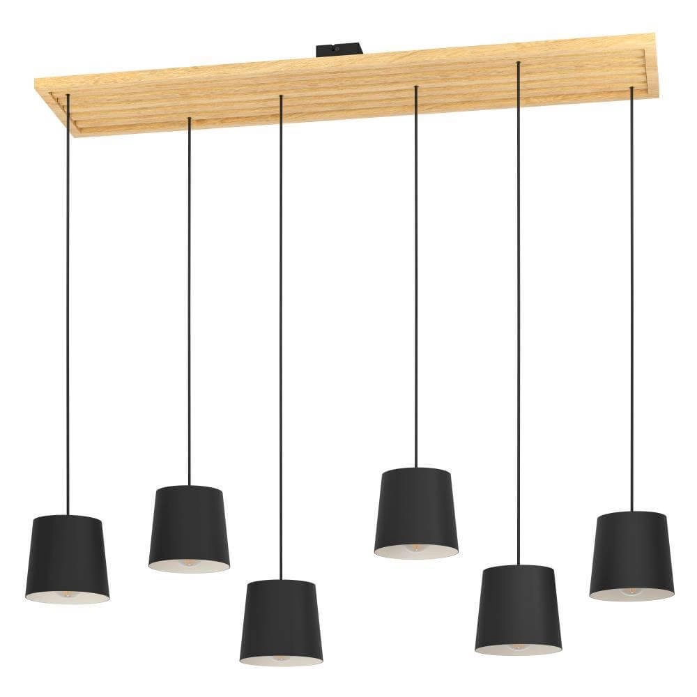 6-light hanging lamp Camarioca wood with black
