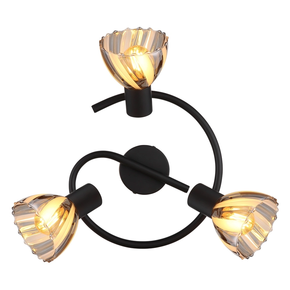 Ceiling lamp 3-lights Zachery Black Globo 9007371525508