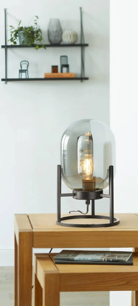 Table lamp Regi black with smoke glass Fischer & Honsel 4001133501309