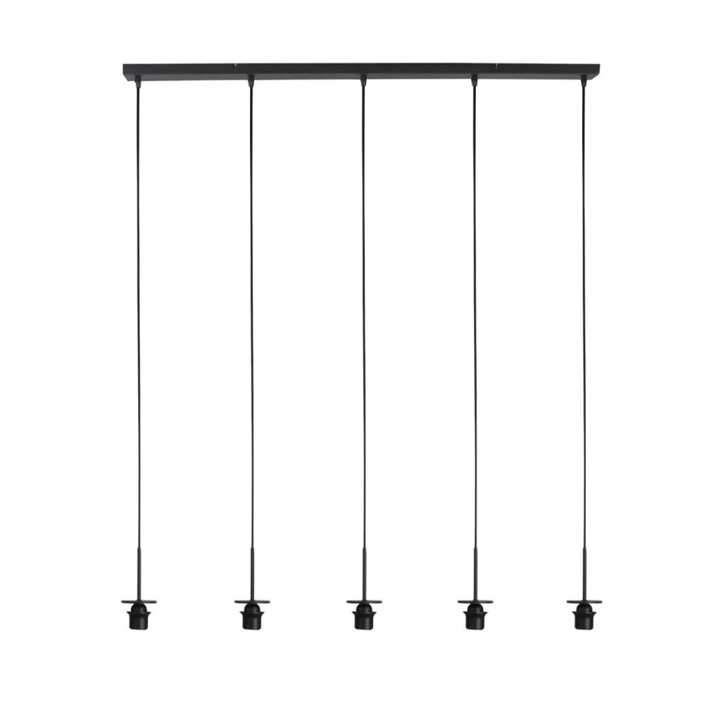 5-light pendant lamp straight Nox Light with bamboo caps Steinhauer 8712746183221