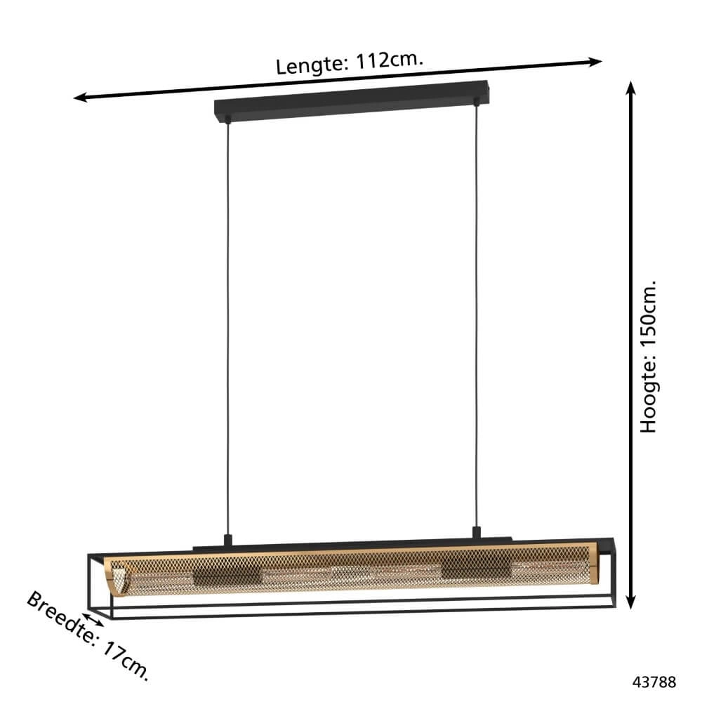 Country Pendant Lamp Nohales black with gold Eglo 9002759437886