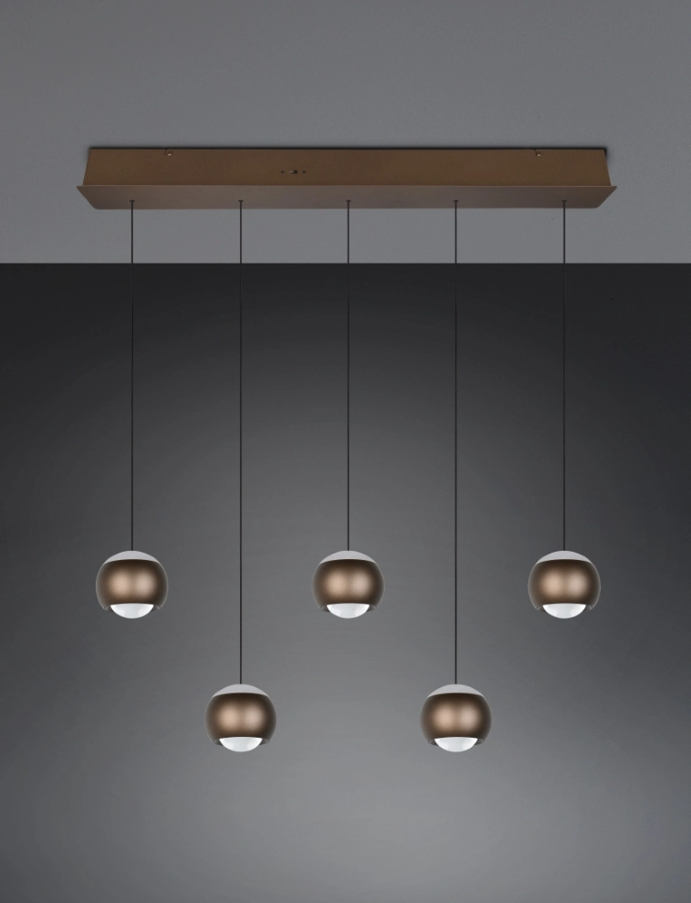 5-light LED pendant light Orbit Dining Table - Platinum Brown Trio 4017807686593