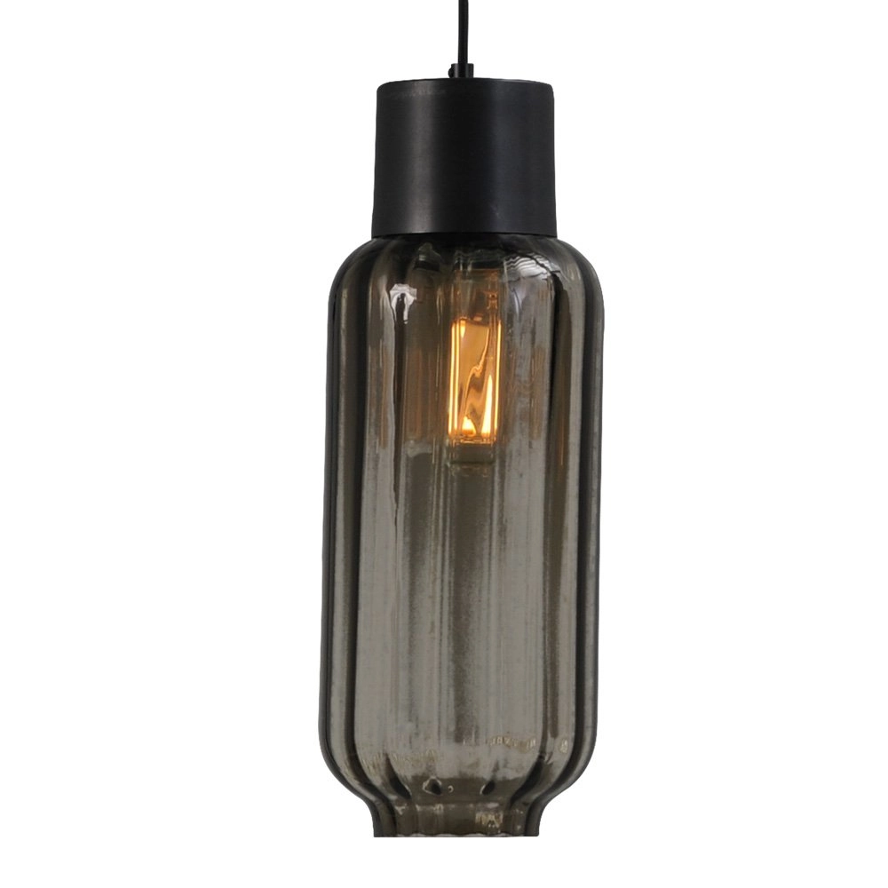Dining room hanging lamp Lett ll 2-light black with smoke glass Masterlight 8718121183268