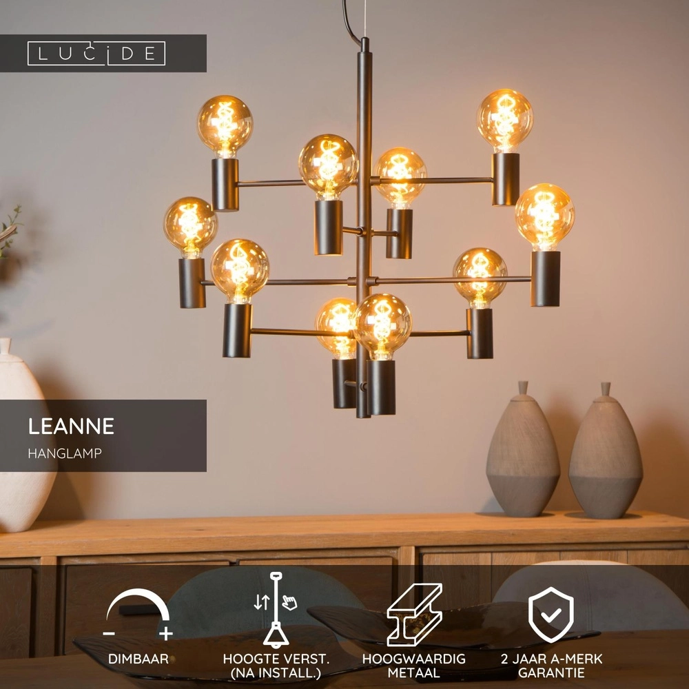 Pendant lamp Leanne 10-light black Lucide 5411212211101