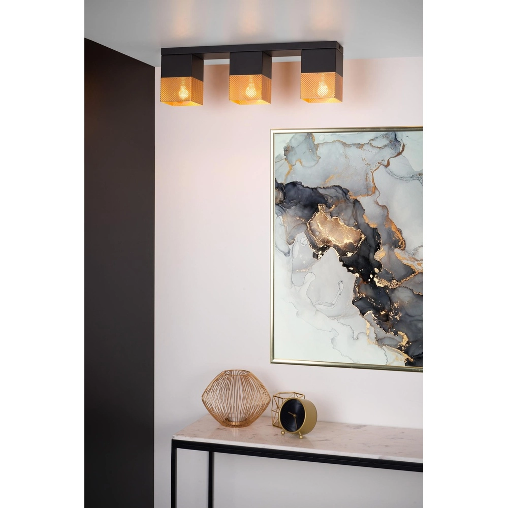 Design ceiling lamp Renate 3-light black with gold Lucide 5411212211262
