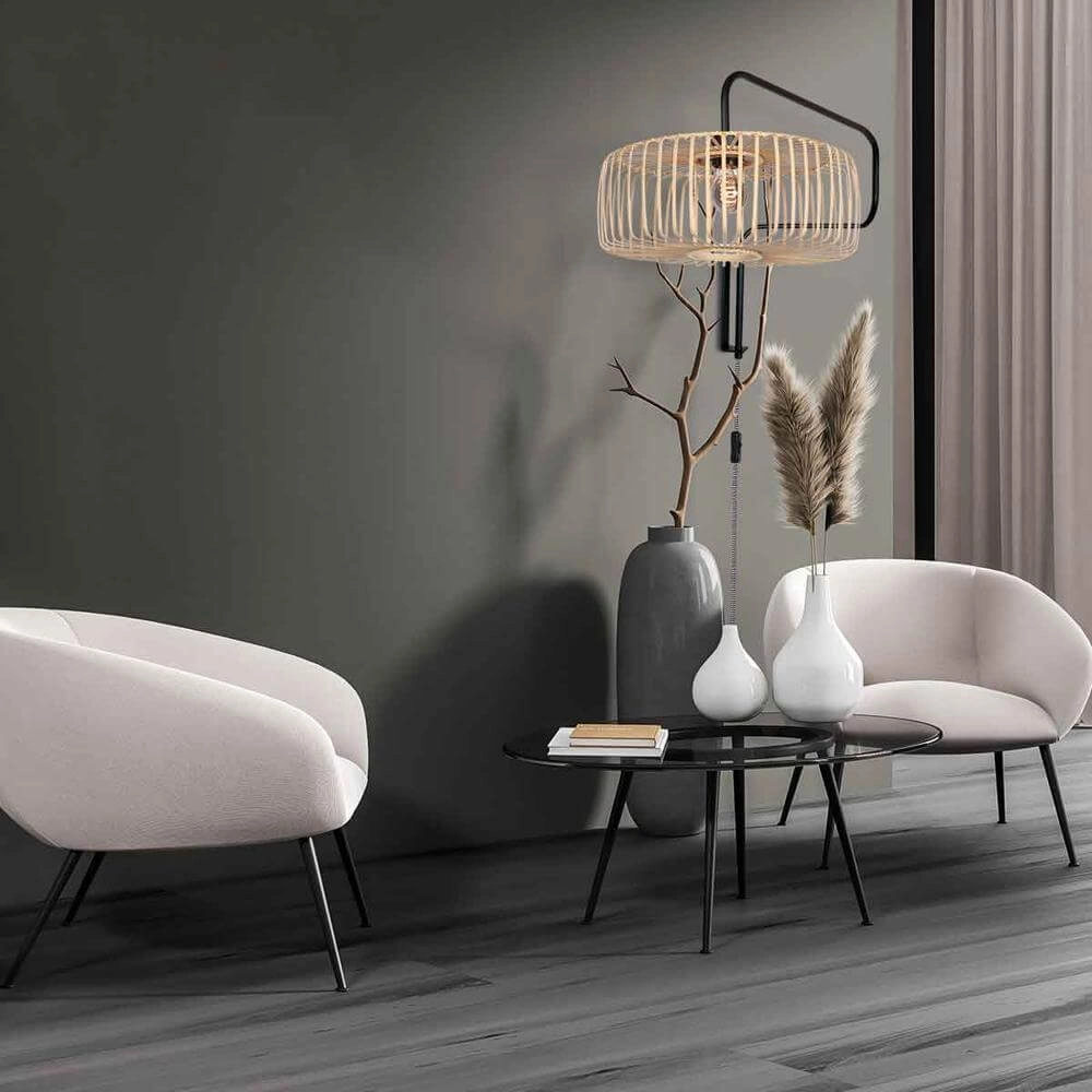 Wall lamp Bloeba black with bamboo Steinhauer 8712746176926