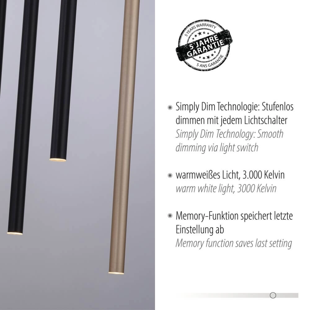 Unique pendant lamp Flute 10-light Paul Neuhaus 4012248374788