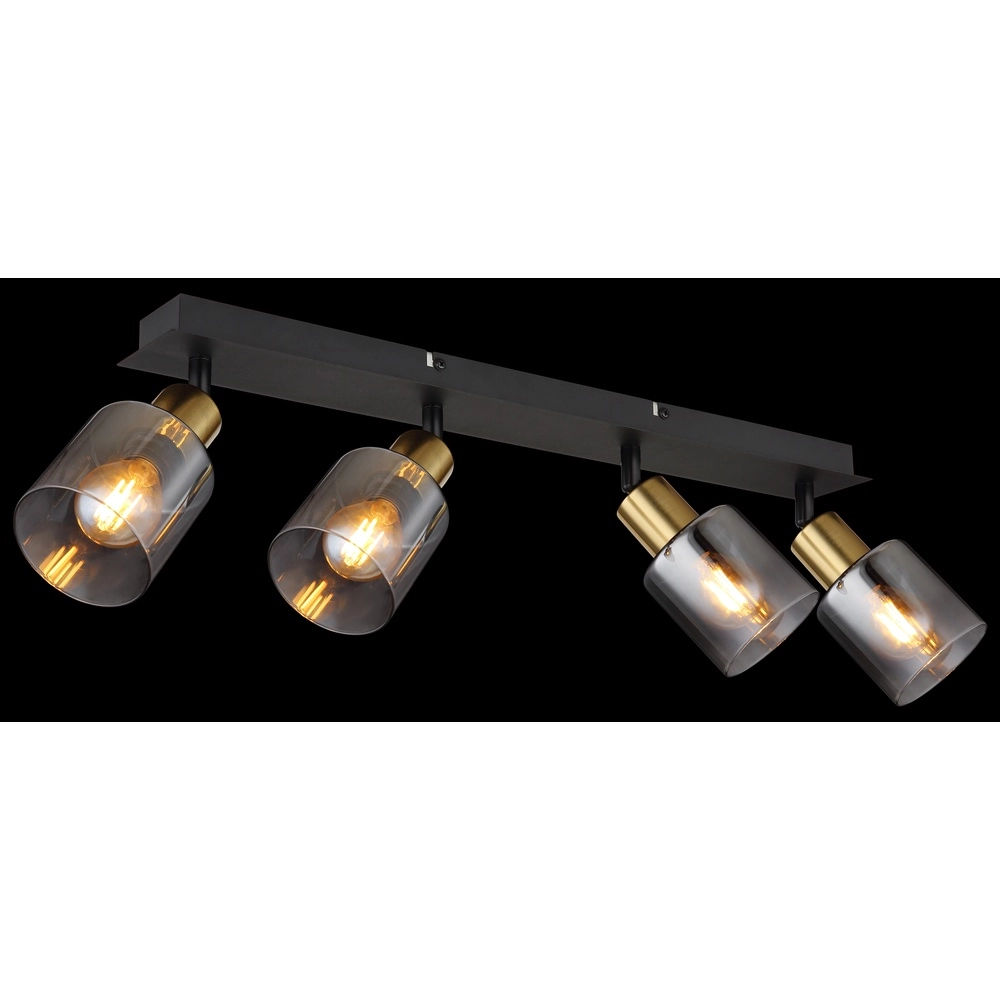 4-light ceiling lamp Hollsy black with smoke glass Globo 9007371451852