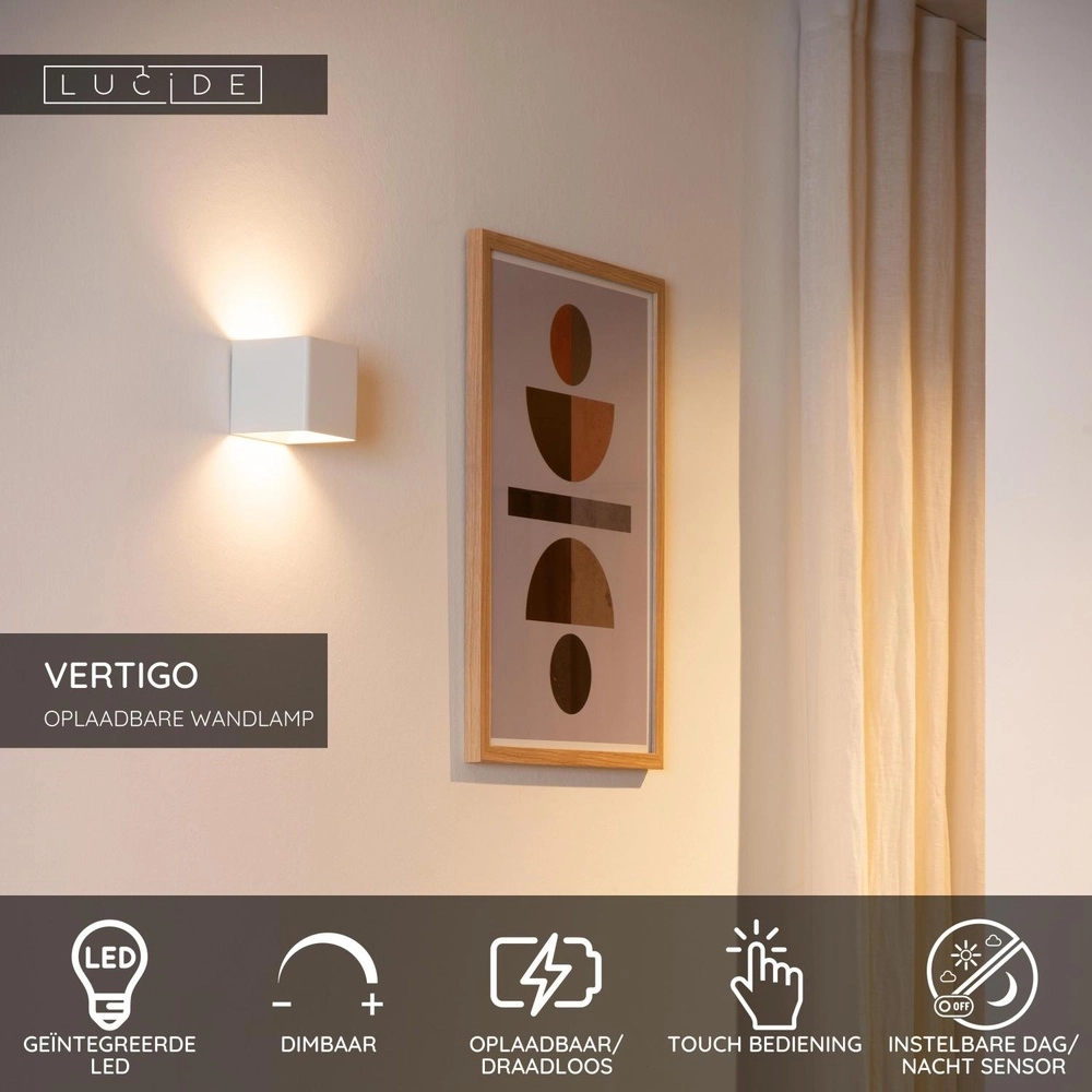 Rechargeable wall lamp Vertigo Magnetic White Lucide 5411212272393