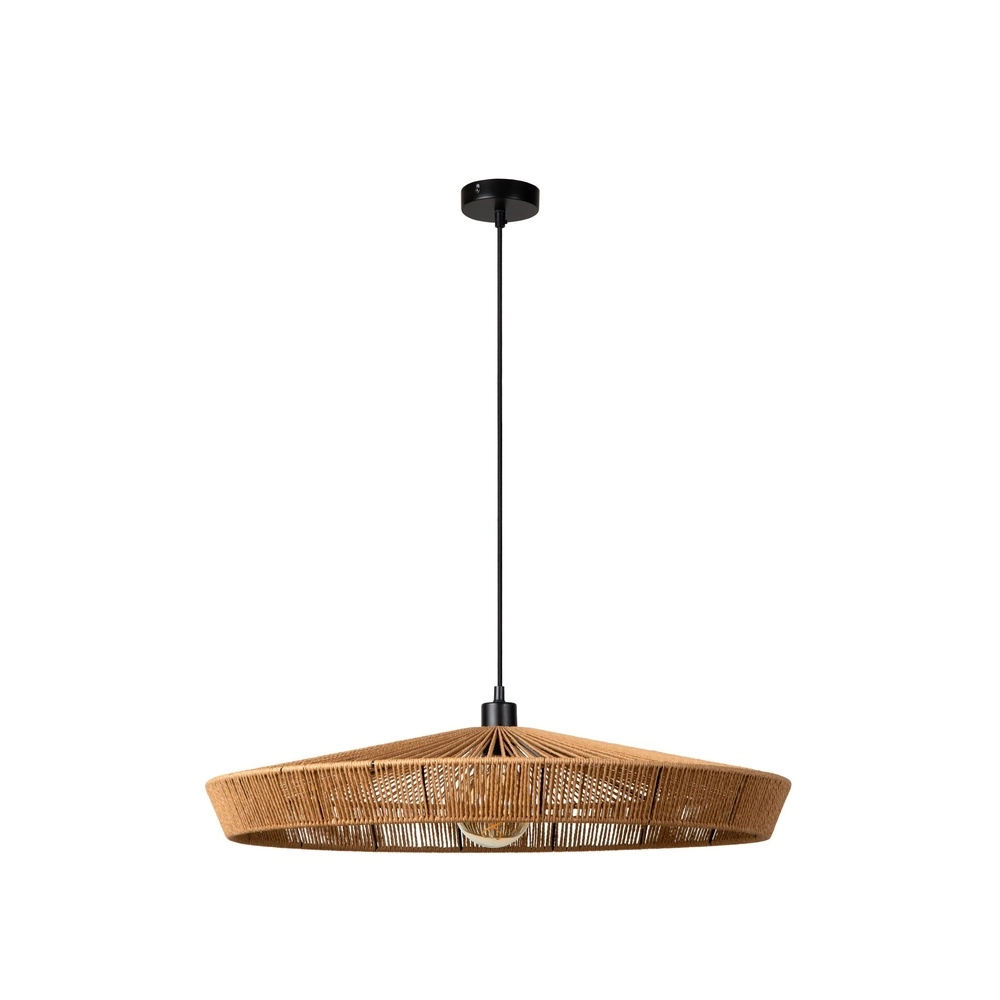 Pendant lamp Yunkai Ø 70cm black with rattan