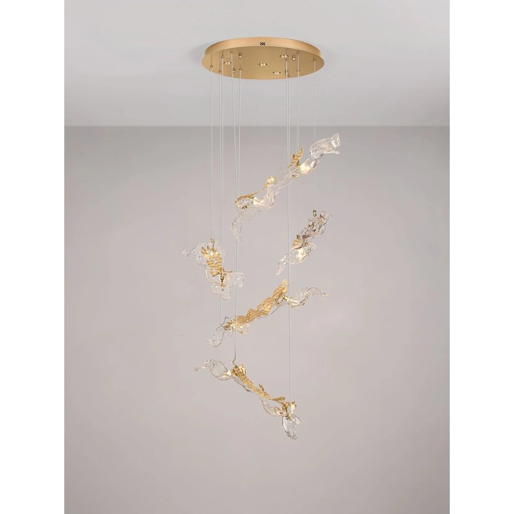 Golden pendant lamp Avesa with clear glass Ø 60cm Lyora 5212063500433
