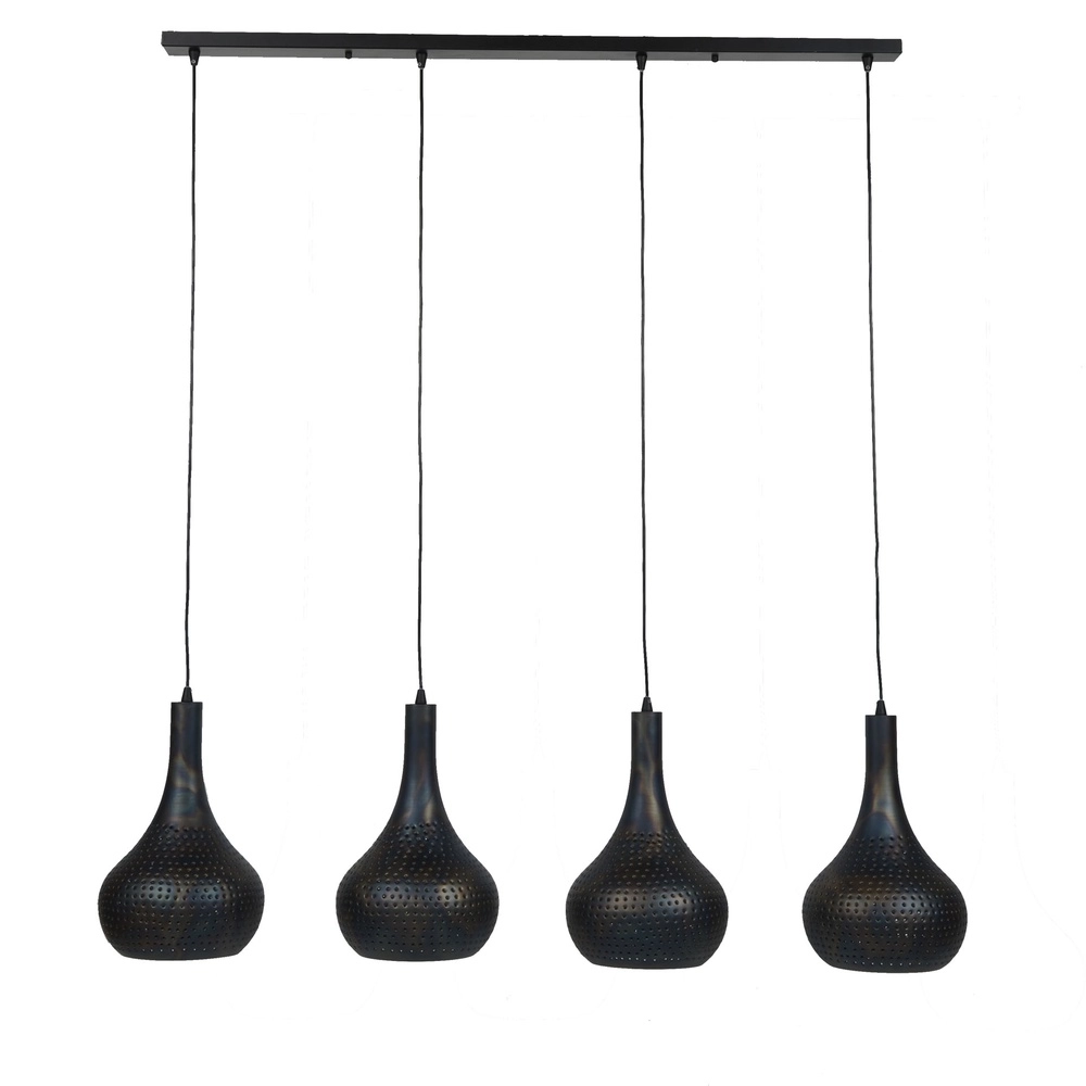 Hole dining table pendant lamp Punch 4x E27 - black brown Lyora 8716803512979