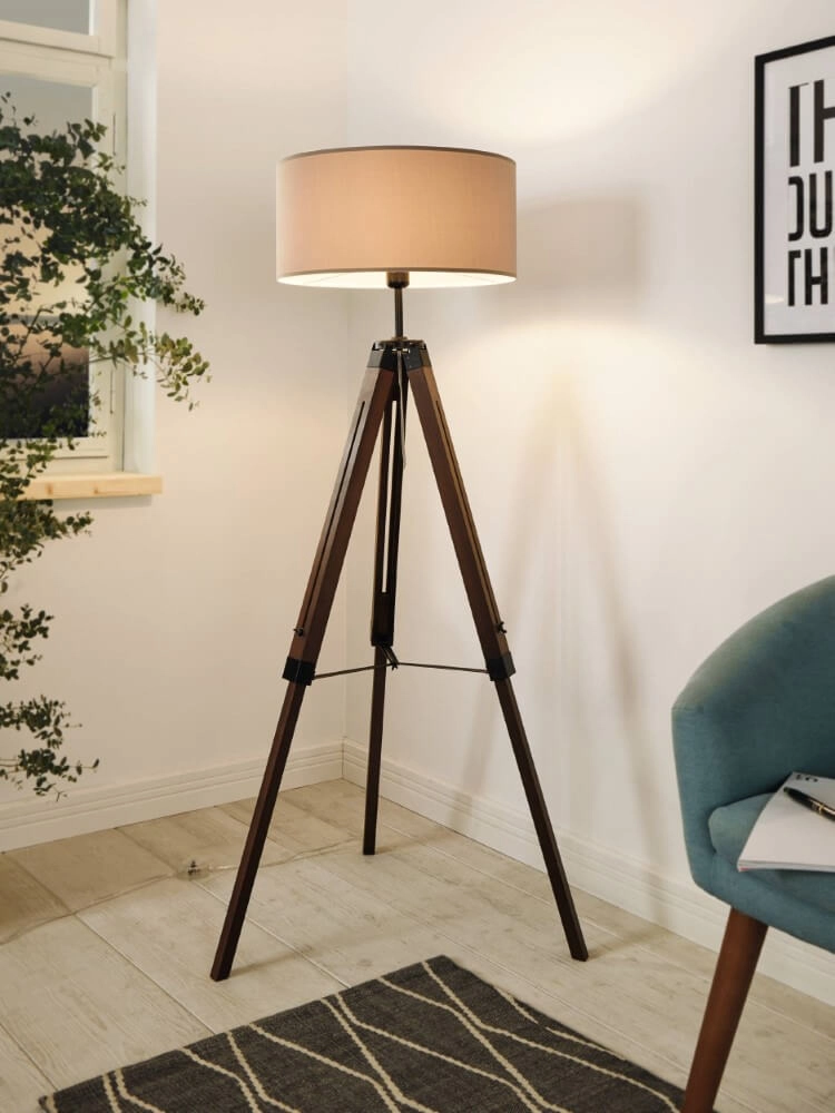 Standing lamp Lantada 106cm Tripod wood with taupe Eglo 9002759441159