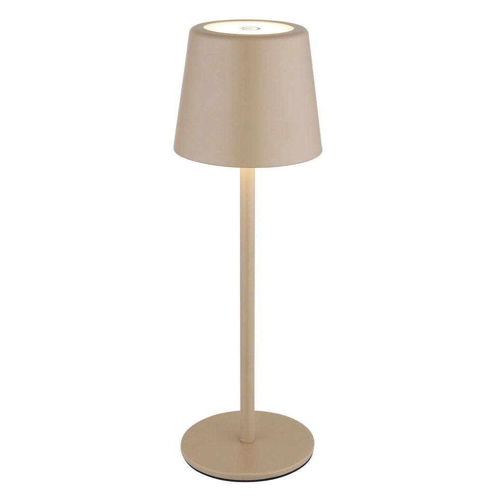 Modern table lamp Vancouver Sand Brown Rechargeable