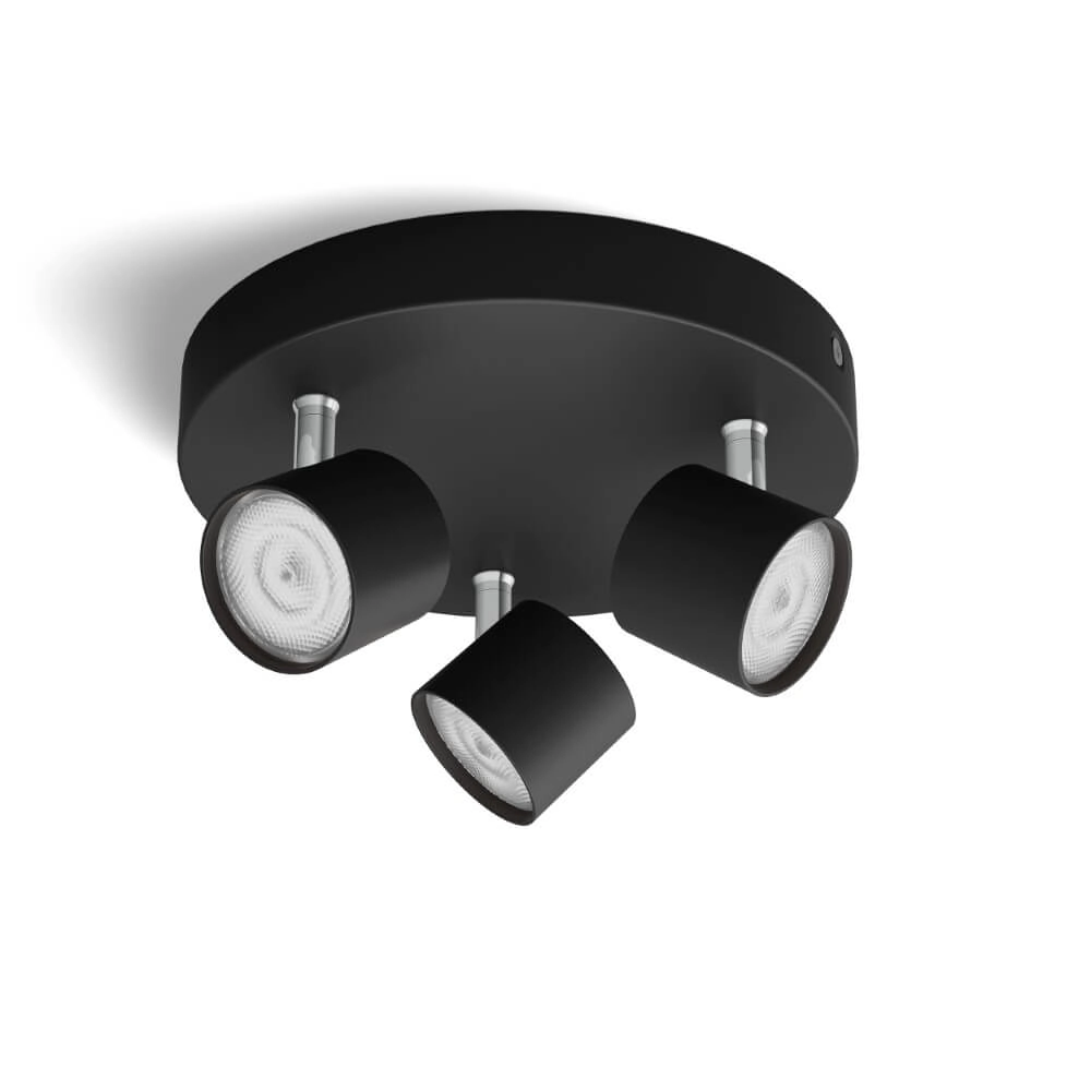 Black LED ceiling spotlight Star 3-light