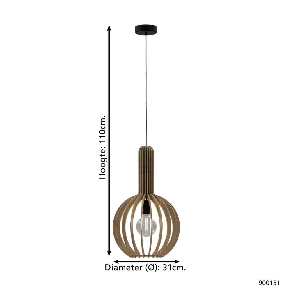 Wooden hanging lamp Velasco Ø 31cm Eglo 9008606224043
