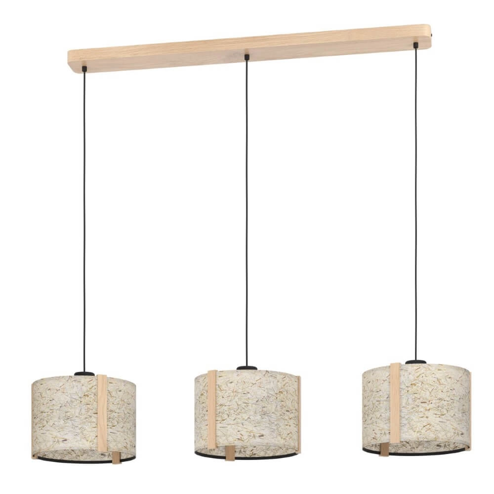 3-light hanging lamp Hontongas with beige shades