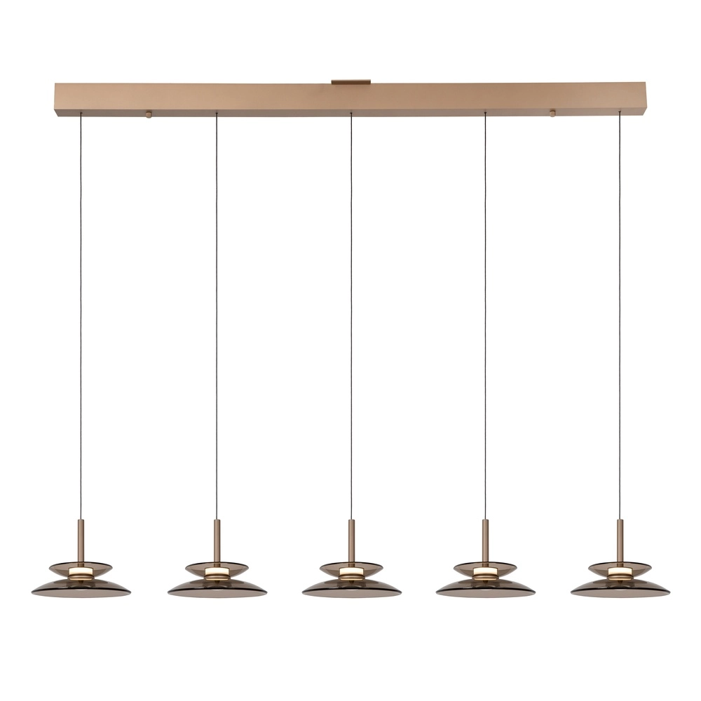 Dining room pendant lamp Santiago led - champagne - 5x Ø 23cm