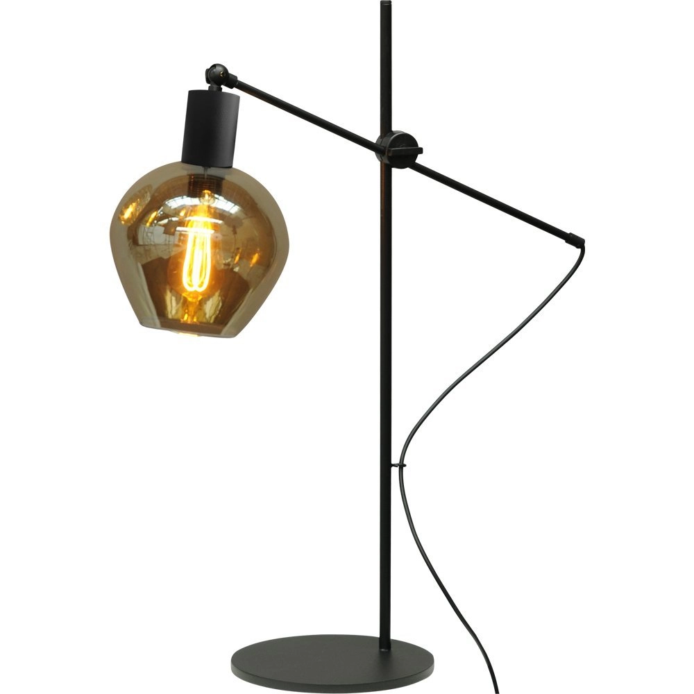 Table lamp black Bounty with blackline glass