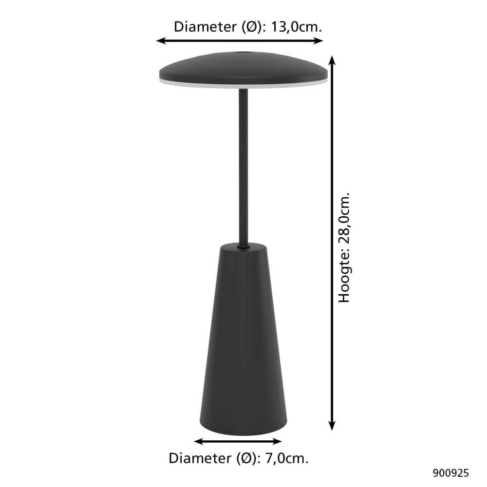 Black table lamp Piccola Ø 13cm Eglo 9008606277803