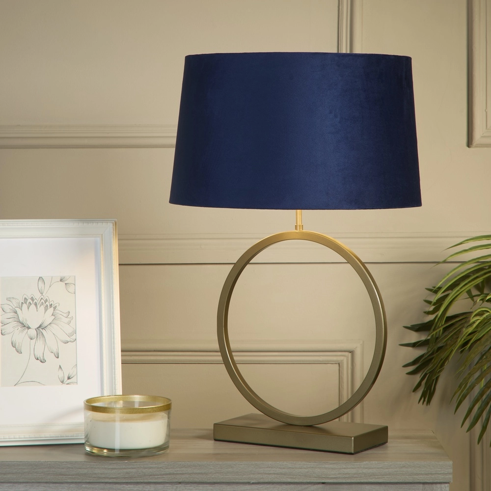 Table lamp Elegant bronze with blue cap Searchlight 5053423304960