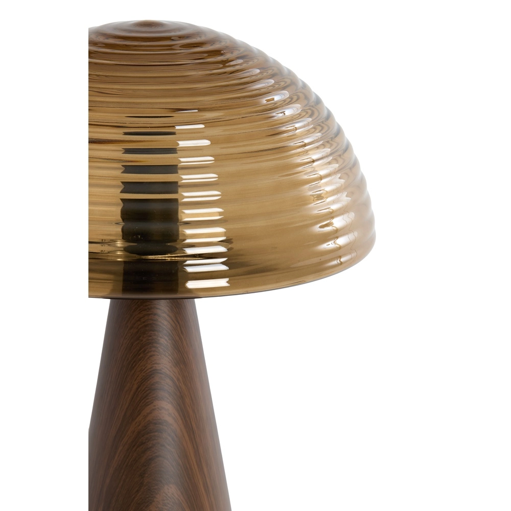 Table lamp Mueda with brown glass and dark wood Light & Living 8717807760922
