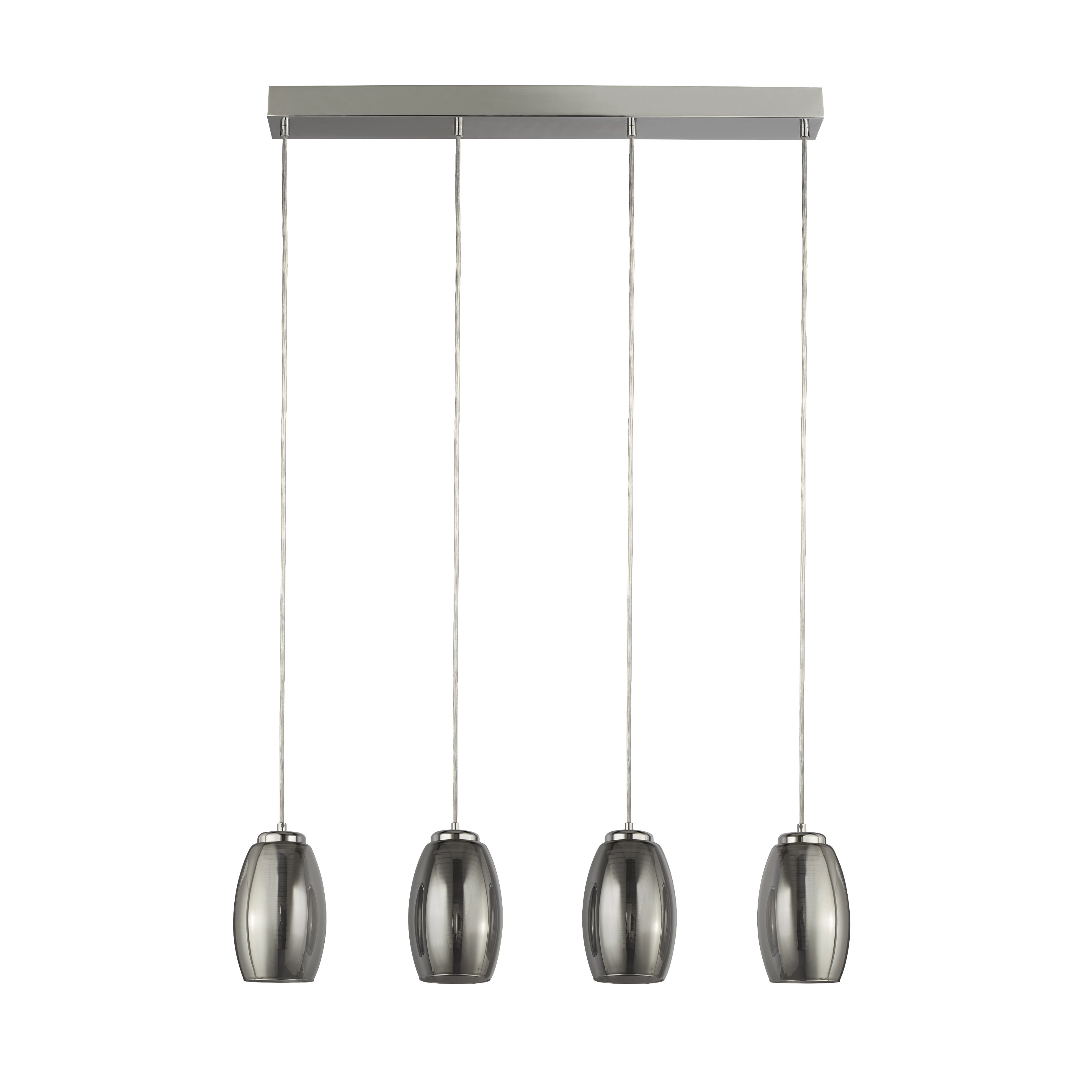 Dining room pendant lamp Cyclone chrome with smoke glass