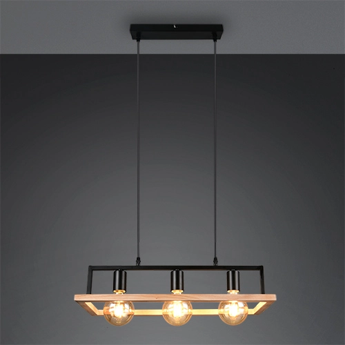 Design pendant lamp Bano black with wood Trio 4017807673364