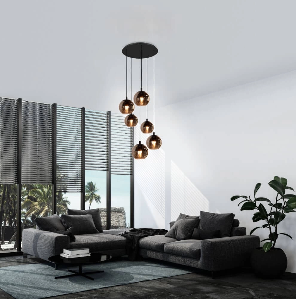 Hanging lamp 6 lights Lemorieta black Stars of Light 9002759396879