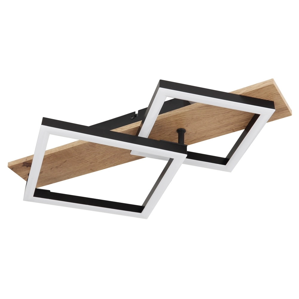 Ceiling lamp Beatrix 47.5cm squares black with wood Globo 9007371457380