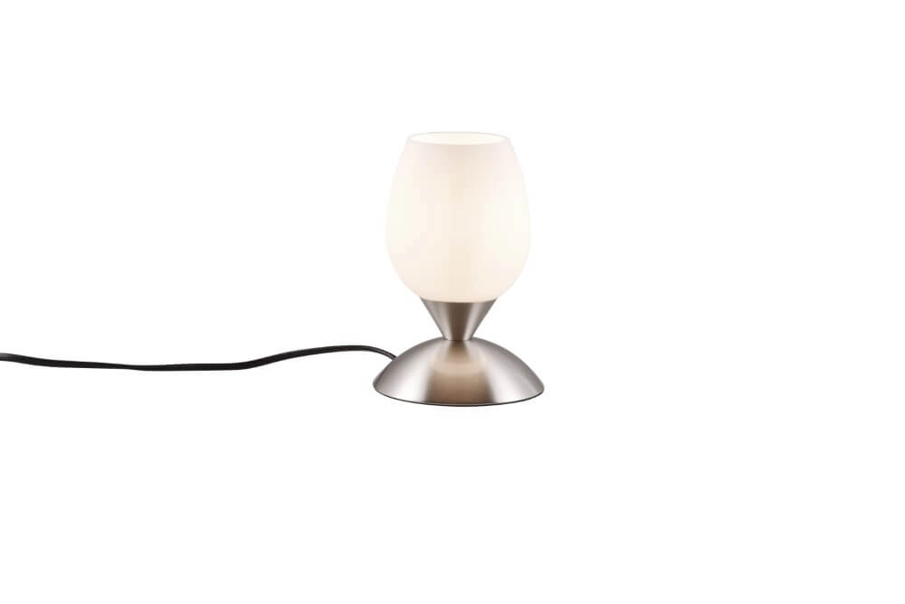 Table lamp nickel Cup Ii white glass