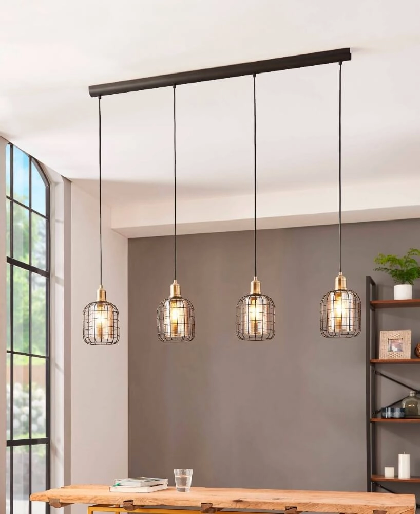 Dining room pendant lamp Chisle with amber glass Eglo 9002759435288