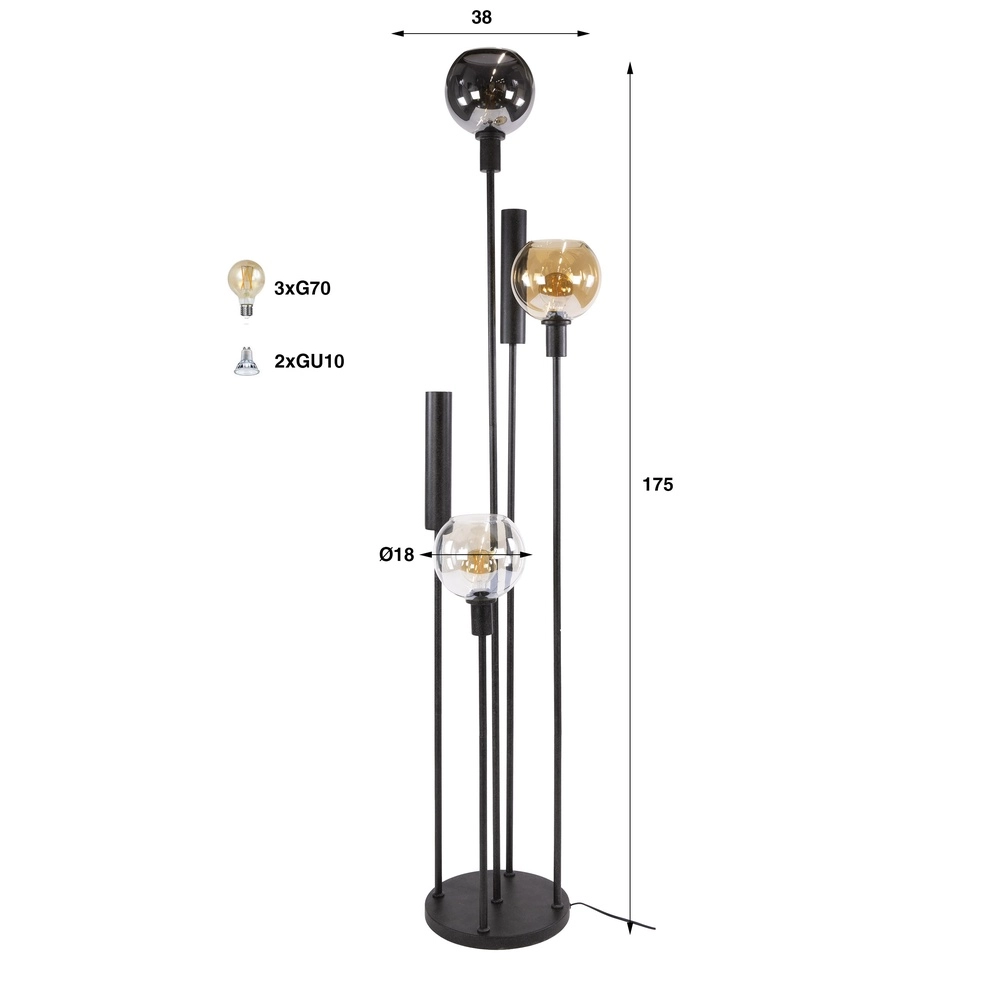Floor lamp Sfera with glasses and uplighters Lyora 8716803512412