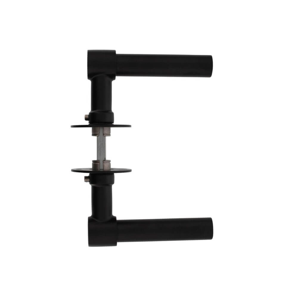 Door handle L/L Krucko with flat rosette 2mm black Intersteel 8714186458228